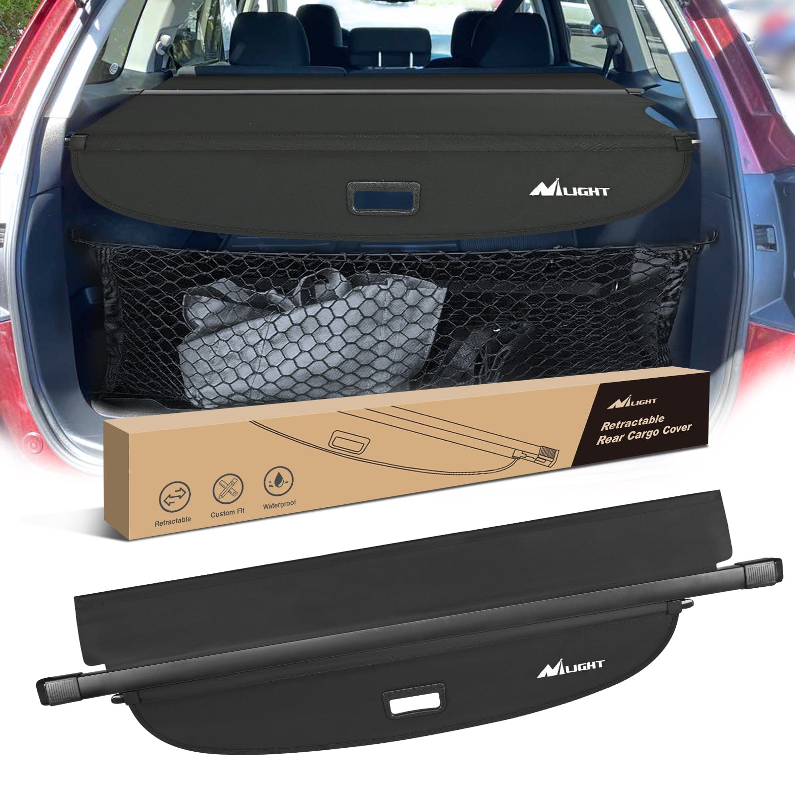 2010 2011 2012 2013 2014 Subaru Outback Retractable Trunk Cargo Cover With Trunk Storage Net (Not fits manual liftgate)