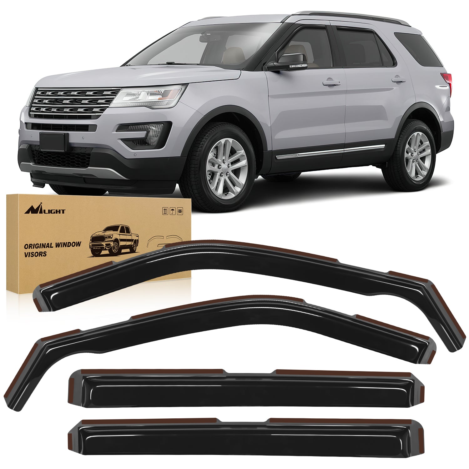 In Channel Window Deflectors for Ford Explorer 2011 2012 2013 2014 2015 2016 2017 2018 2019 Vent Window Visors,Rain Guards-4PCS
