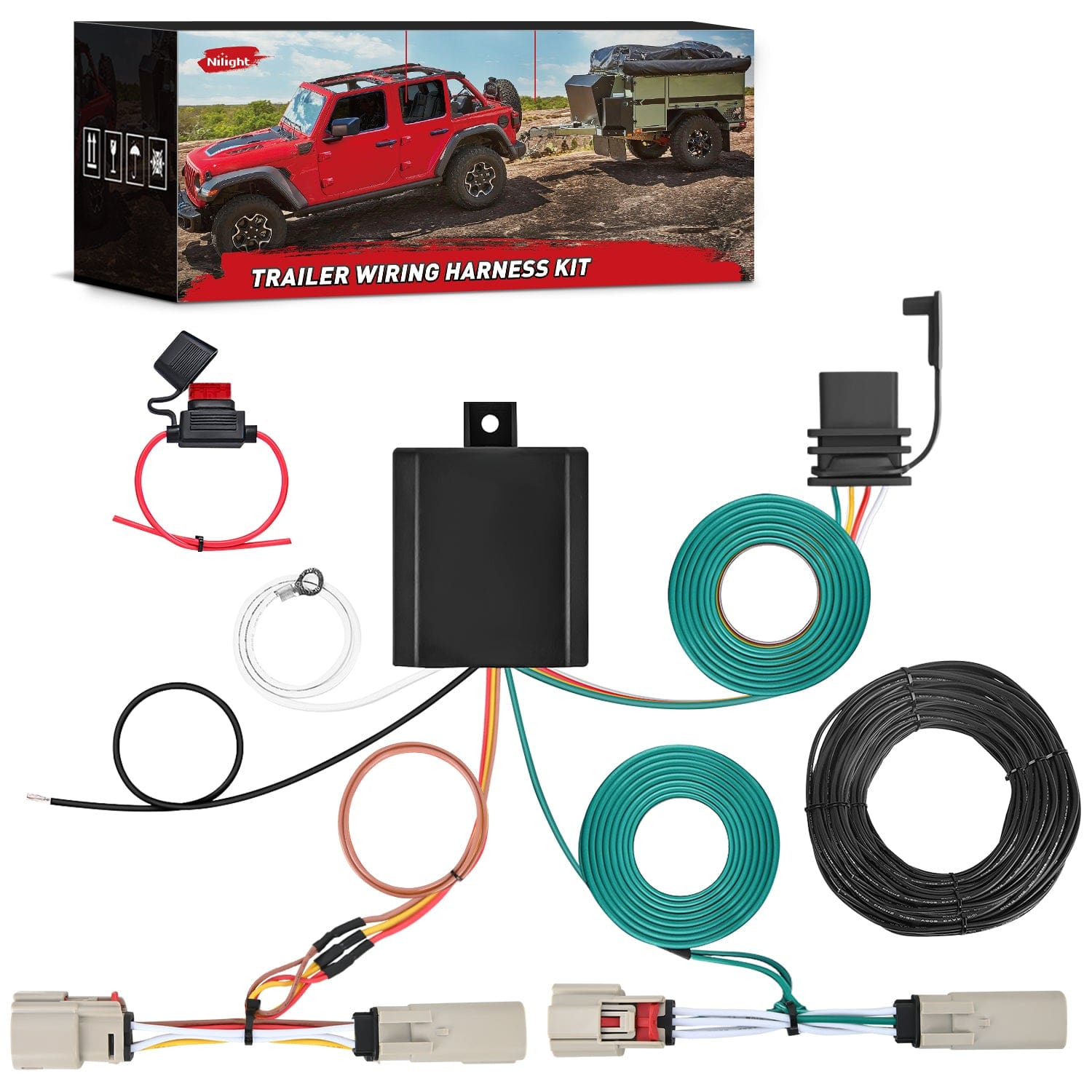 4 Pin Trailer Wiring Harness Kit 56468 Custom for 2021 2022 2023 2024 Ford Bronco with LED taillights