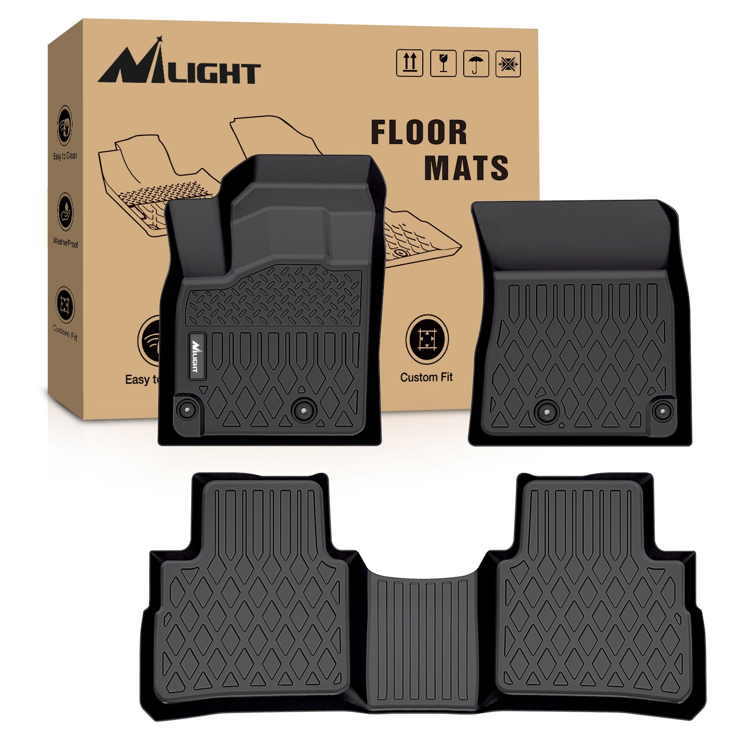 TPE Floor Mats for Nissan Rogue (Not for Rogue Sport) 2021 2022 2023 2024 2025 All Weather Custom Fit Heavy Duty Floor Liners