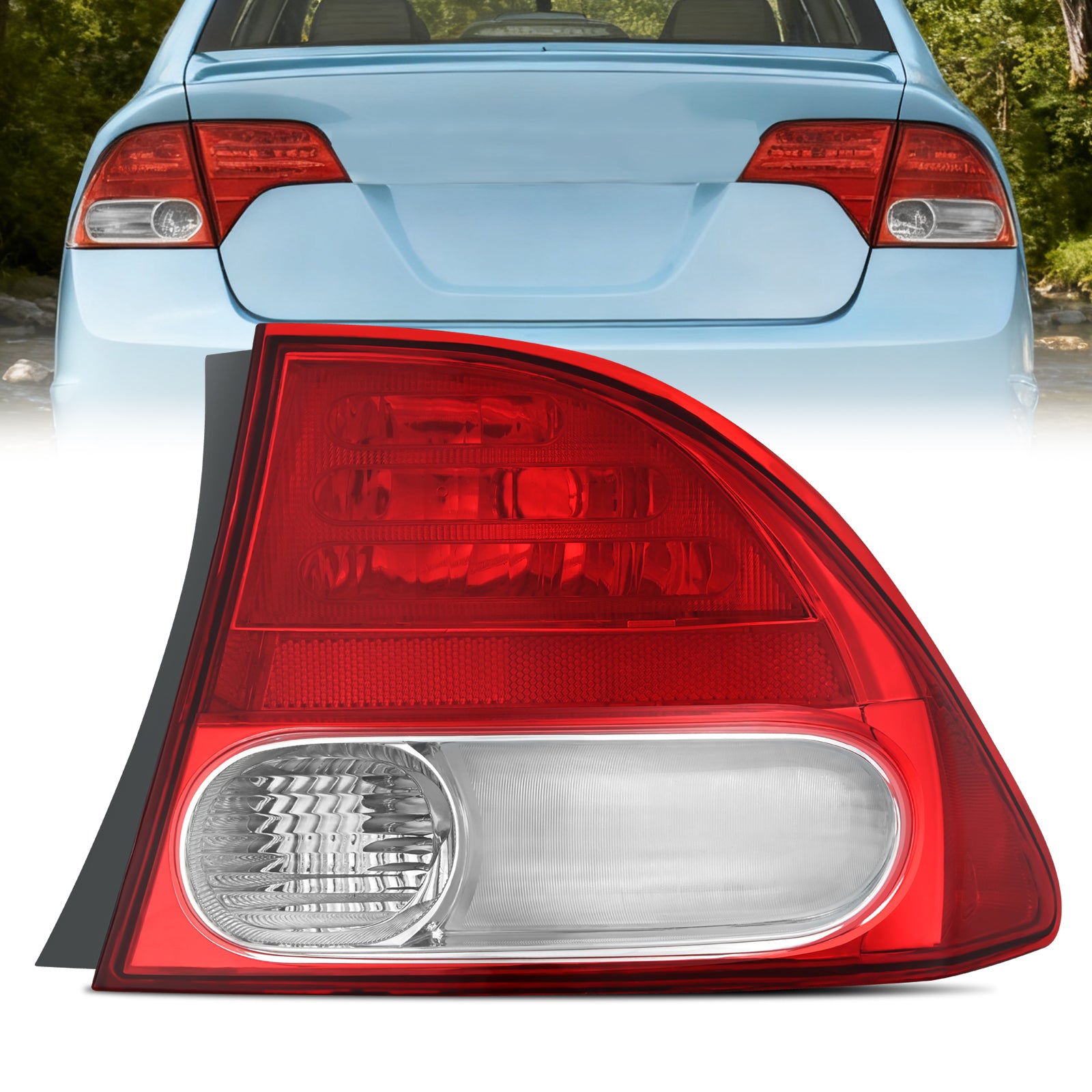 Taillight Assembly Compatible with 2009 2010 2011 Honda Civic Sedan Hybrid 4 Door Rear Lamp Replacement OE Style Passenger Side