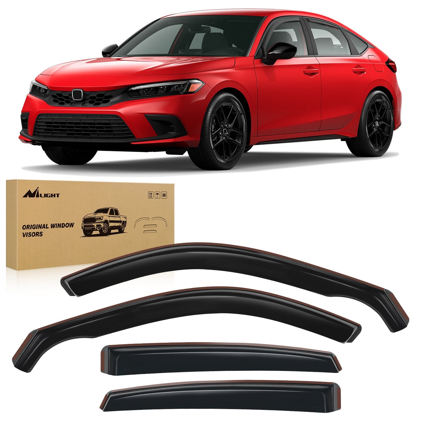 Rain Guards for Honda Civic Hatchback HB LX Sport Touring EX-L 2022 2023 2024 Window Deflectors, Vent Window Visors-4pcs