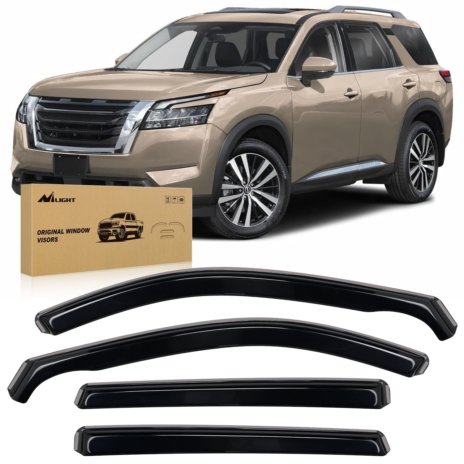 Window Visors for Pathfinder 2022 2023 2024 2025(Not fit Rock Creek), Original Rain Guards, Window Deflectors-4PCS