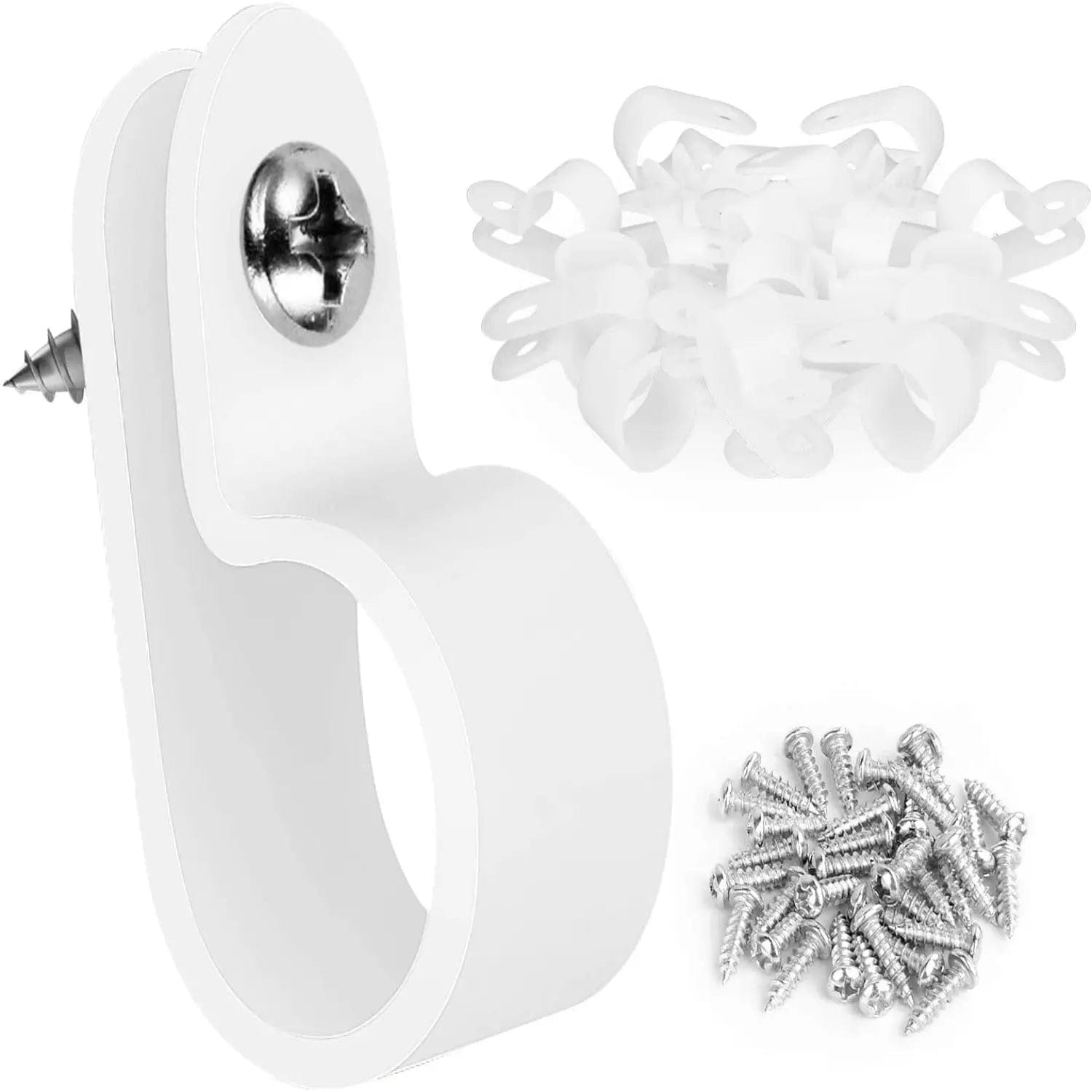 1/2 Inch Rope Light P-Style Mounting Clips with Pan Head Phillips Stainless Steel Screws. (50 Pack Clips and 50Pcs Screws)