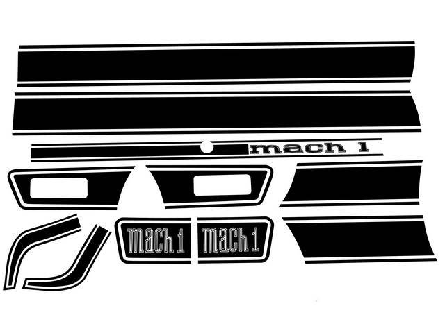 Mach 1 Center Body Side Stripe Kit, Black