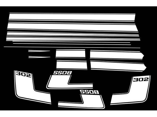 Center Body Side Boss 302 Stripe Set, White, reflective