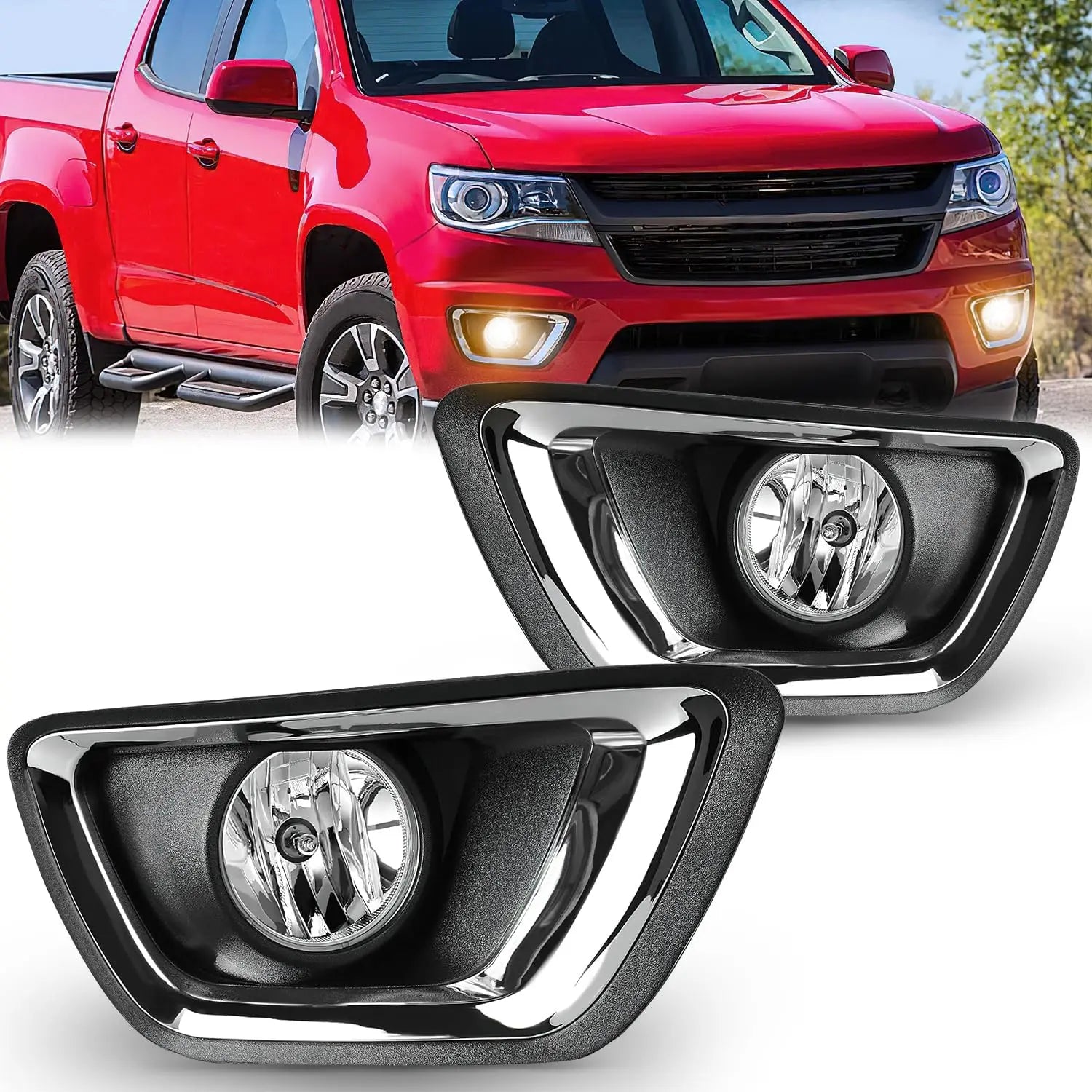 2015 2016 2017 2018 2019 2020 Chevy Colorado Fog Light Assembly 5202 Bulbs Clear Lens
