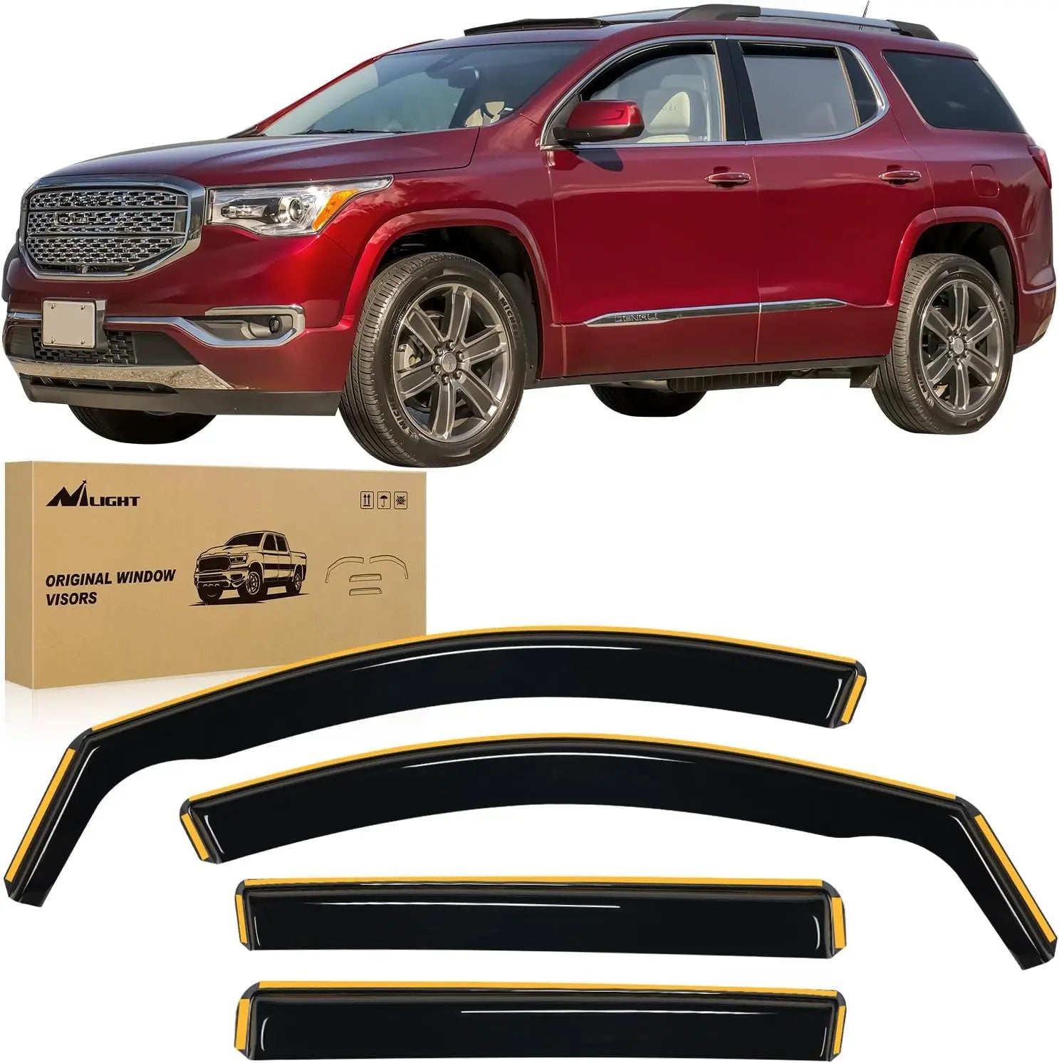 2018 2019 2020 2021 2022 2023 2024 GMC Terrain Rain Guards Acrylic 4Pcs