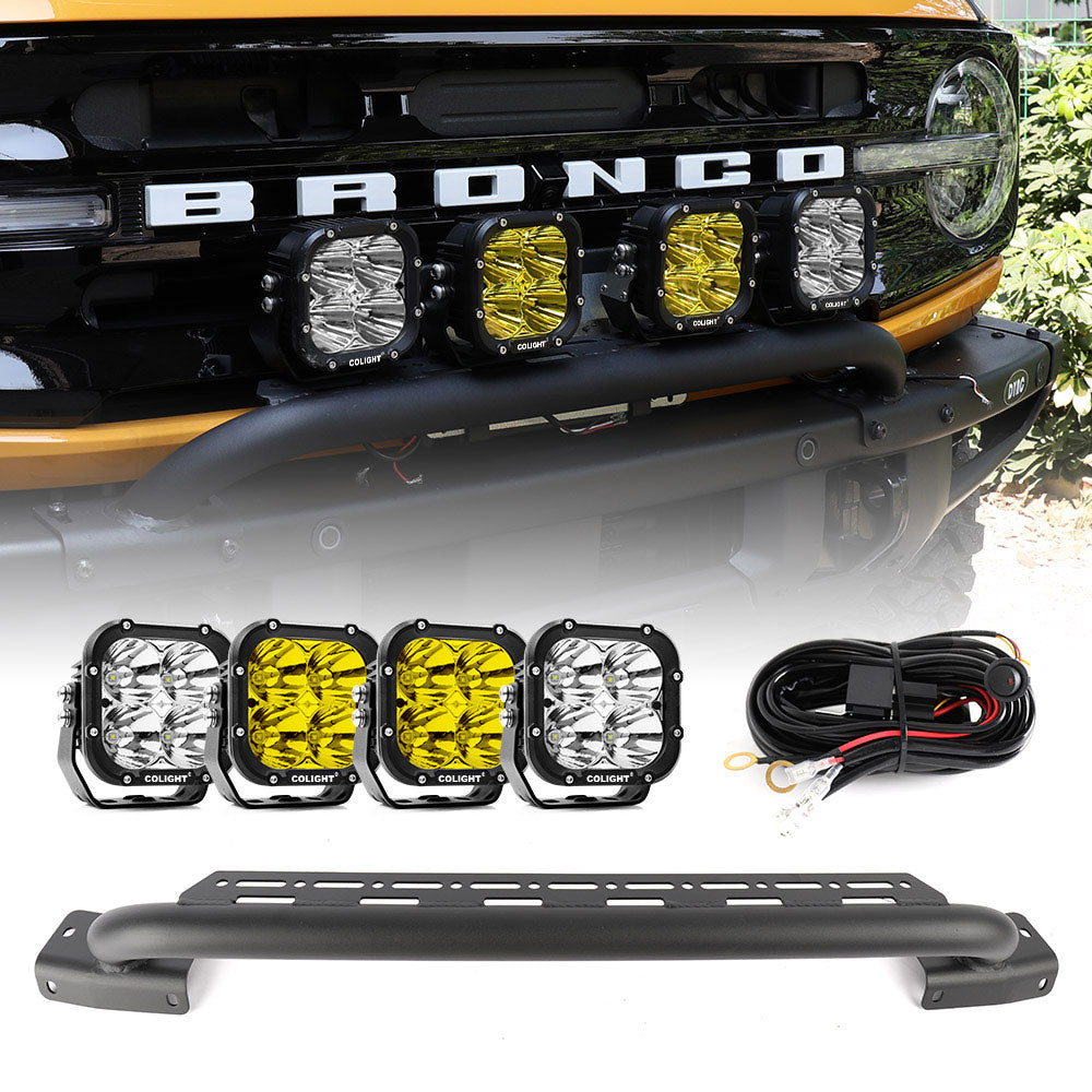 2021-2025 Ford Bronco Front Bumper LED Light Kit, (4pcs)4inch Cube4 Series Lights