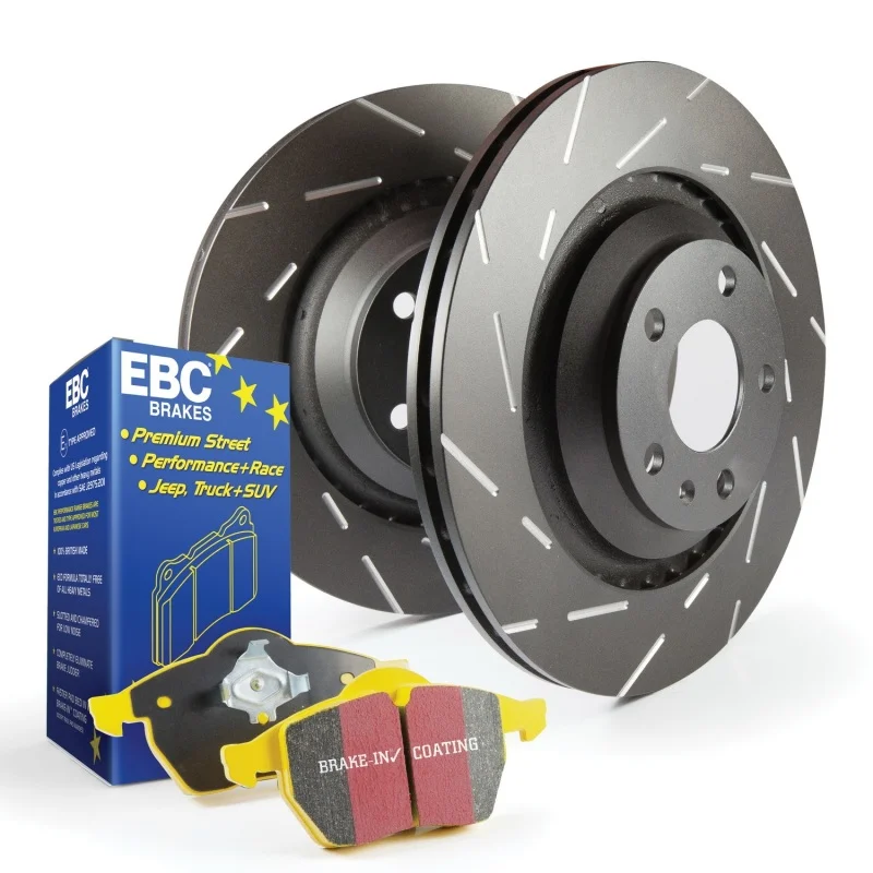 Jaguar XJ Brake Pads and Rotors – Front – Slotted – EBC – Yellowstuff – ’06 – ’19