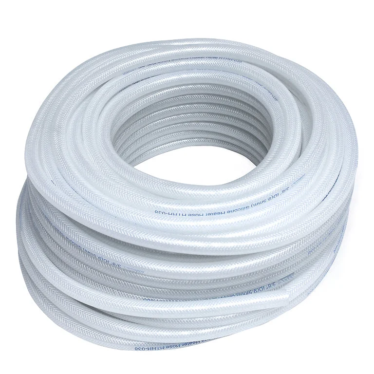 HPS 3/4″ ID Clear high temp reinforced silicone heater hose 100 feet roll, Max Working Pressure 70 psi, Max Temperature Rating: 350F, Bend Radius: 3″