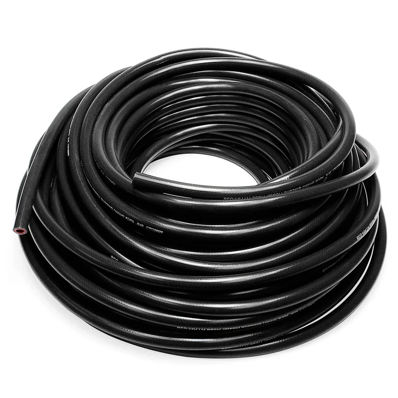 HPS 7/8″ ID Black high temp reinforced silicone heater hose 25 feet roll, Max Working Pressure 60 psi, Max Temperature Rating: 350F, Bend radius: 4″