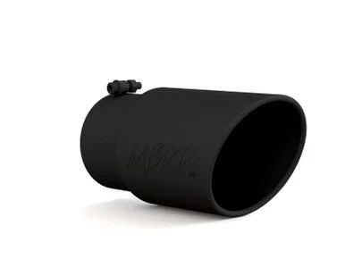 MBRP Universal Tip 6in O.D. Angled Rolled End 5 inlet 12 length – Black Finish – T5075BLK
