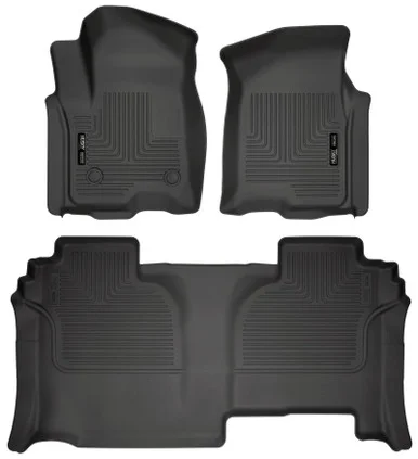 Husky Liners 19-23 GMC Sierra 1500 Double Cab Weatherbeater Black Front & 2nd Seat Floor Liners – 94031