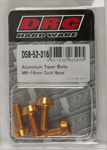 Drc Aluminum Taper Bolts Gold M6X16Mm 4/Pk – D58-52-316