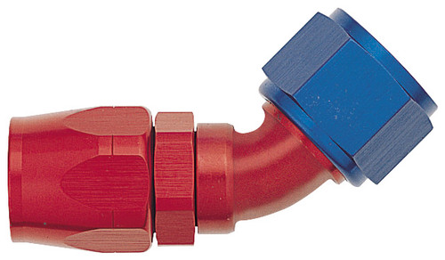 XRP 204508 45 Degree Double Swivel -8AN Female Hose End Red/Blue Anodized - Each