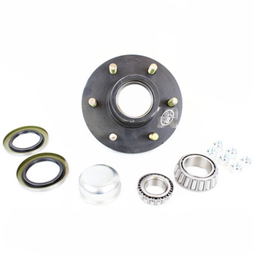 TruRyde 6-5.5" Bolt Circle Trailer Hub with Parts for 5,200 lbs. Trailer Axle - 13HLB1E
