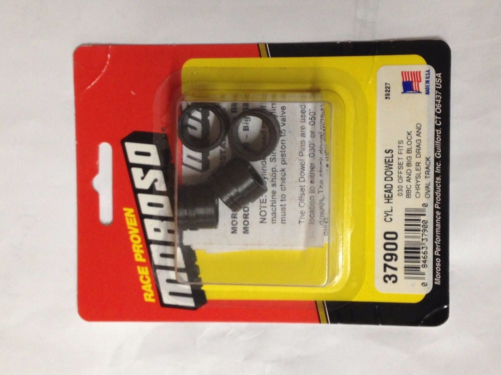 Moroso 37900 Offset Cylinder Head Dowels 0.030 in., Chevy BB, Chrysler BB, 4/pkg