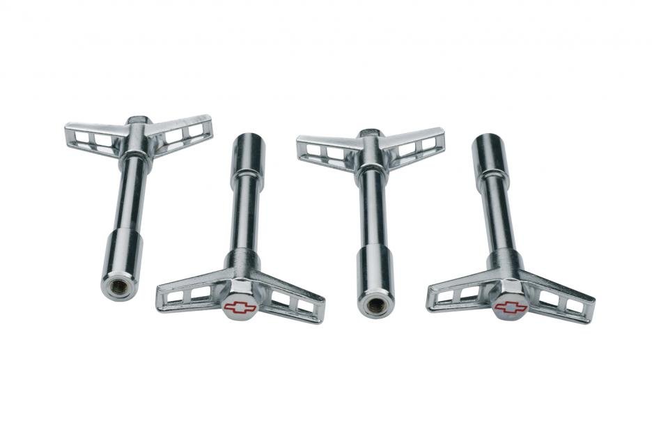 Proform Engine Valve Cover Wing Nuts, Steel, Chrome, Red Bowtie Logo, 1/4-20 Thread, 4pc 141-902