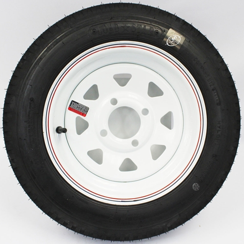 4.80X12 Four Lug White Spoke Wheel and LoadStar Tire - C141244WS