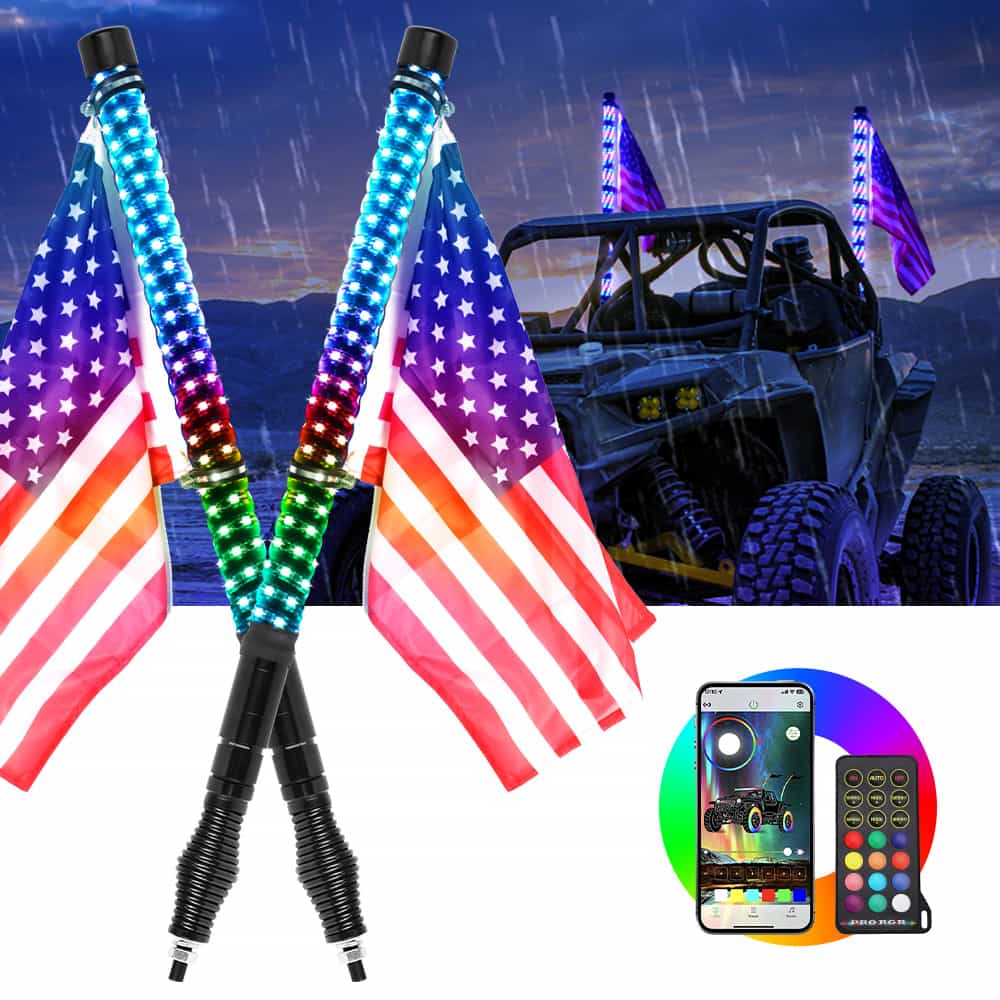 【Final Sale】2FT RGBW Whip Lights 1.5" diameter With Spring Mounts
