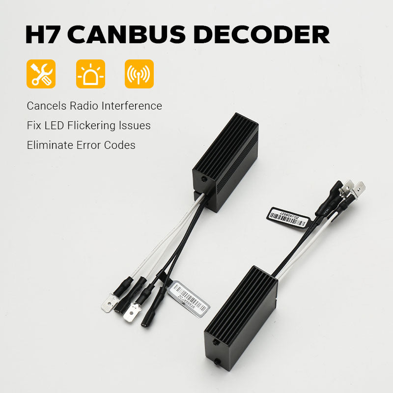 Fahren H7 CANbus Decoder, Plug-and-Play Anti-Flicker Module for Bulb Pack of 2