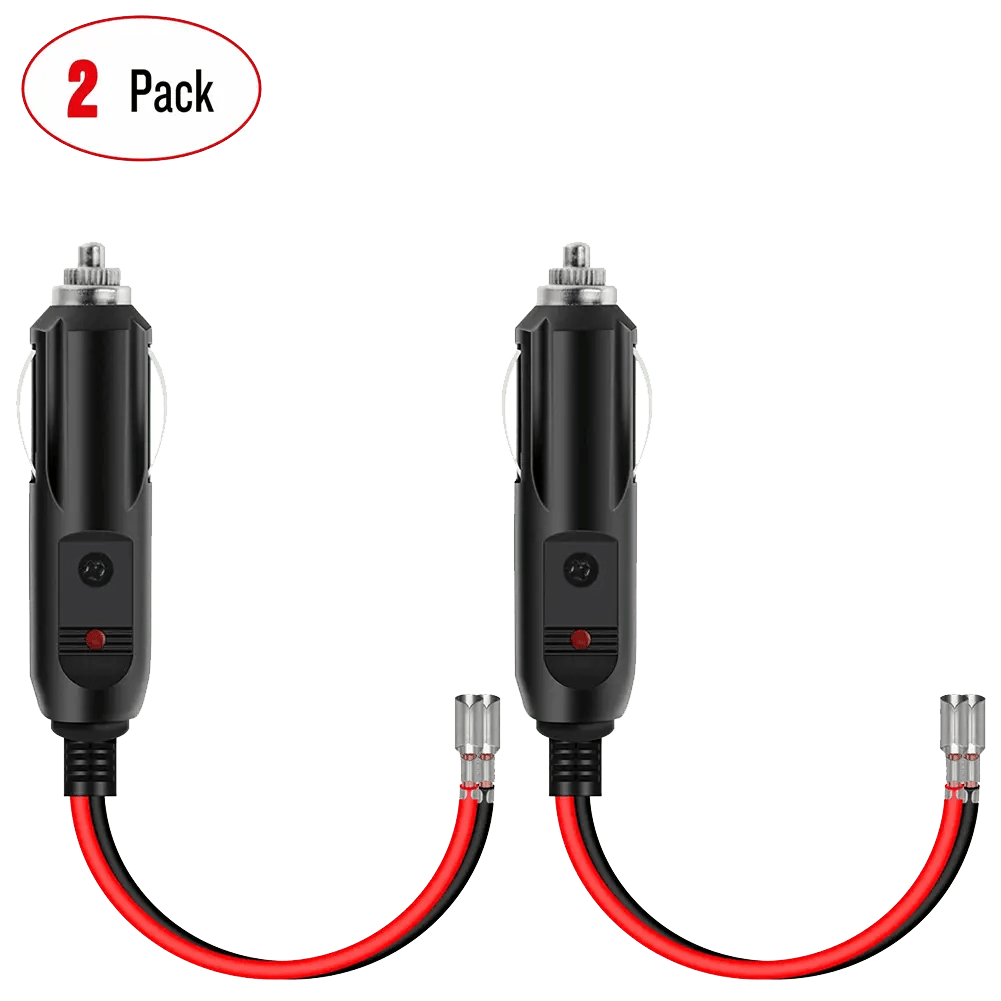 2PCS Cigarette Lighter Male Plug Extension Cable