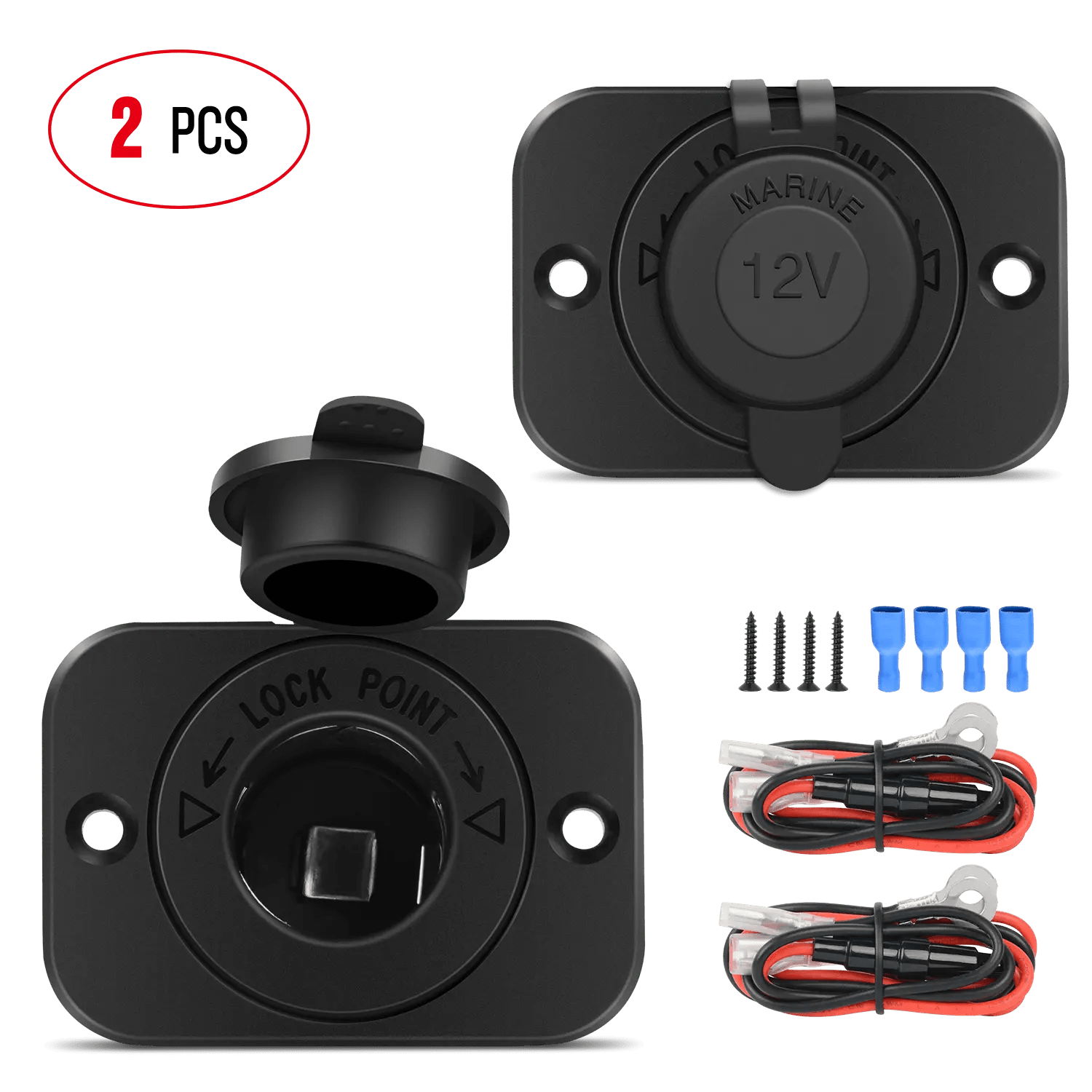 2Pcs 12V Cigarette Lighter Socket