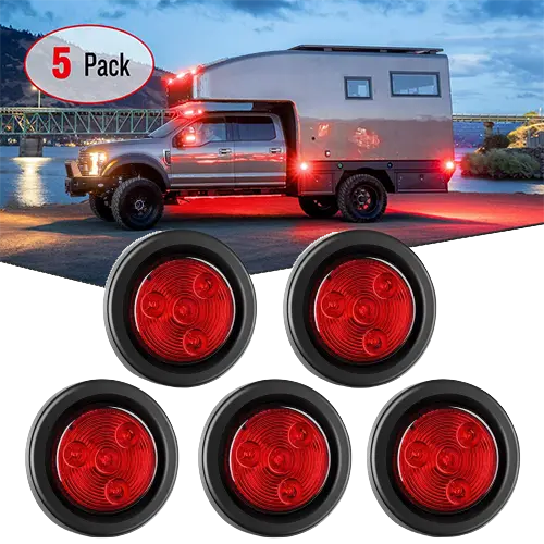 2 Inch Red Round Side Marker Light (5 Pcs)