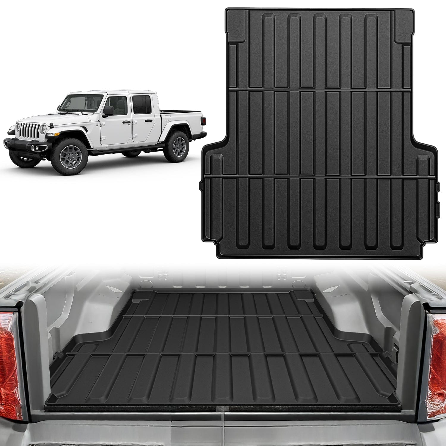 5 FT Rubber Short Trunk Bed for 2020 2021 2022 2023 2024 2025 Jeep Gladiator JT, TPE Heavy-Duty Pick-up Bed Liner for Gladiator 2020 2021 2022 2023 2024 2025 Accessories, Anti-Slip Texture, All Weather Protection