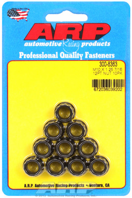 ARP 300-8363 Nuts - 10mm x 1.25 - Black Oxide Finish - 12 Point Head - 10 Pack