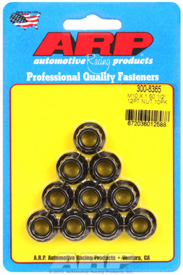 ARP 300-8365 Nuts - 10mm x 1.50 - Black Oxide Finish - 12 Point Head - 10 Pack