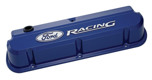 Proform 302-136 Blue Slant Edge Valve Covers - SBF - Tall - Cast Aluminum