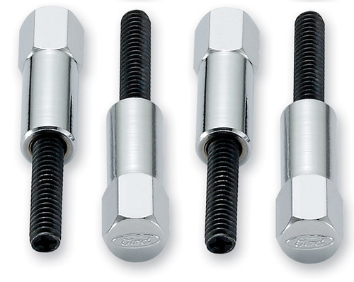 Proform 302-315 Chrome Valve Cover Mini Nuts Set of 4 - 1/4"-20 Thread Ford Logo