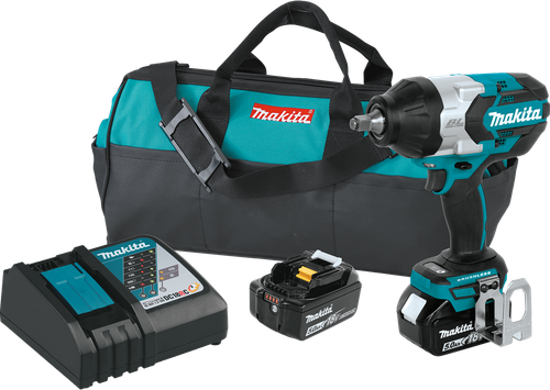 18V LXT™ Lithium-Ion Brushless Cordless High-Torque 1/2" Sq. Drive Impact Wrench Kit w/ Friction Ring Anvil (5.0Ah), XWT08T