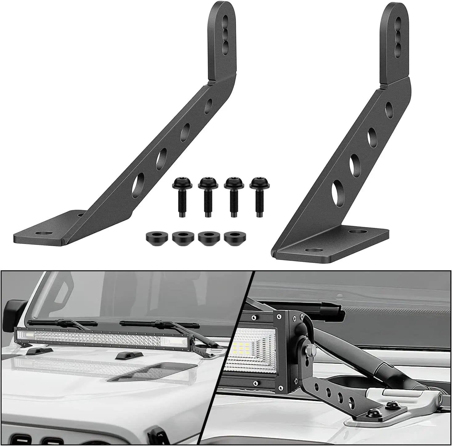 32 Inch Straight LightBar Hood Mounts For 2018 2019 2020 2021 2022 2023 Jeep Wrangler JL JLU 2020 2021 2022 2023 Gladiator JT