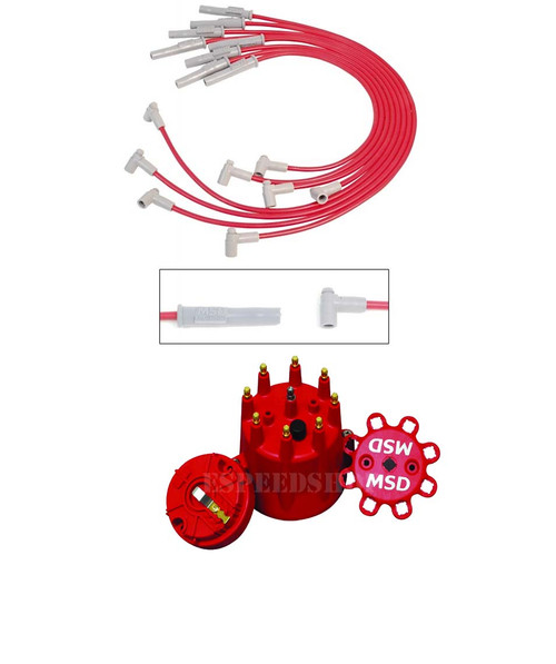 MSD 35379K1 Cap/Rotor/Red Wire Set - GM V8/Big Block Chevy with MSD Distributor