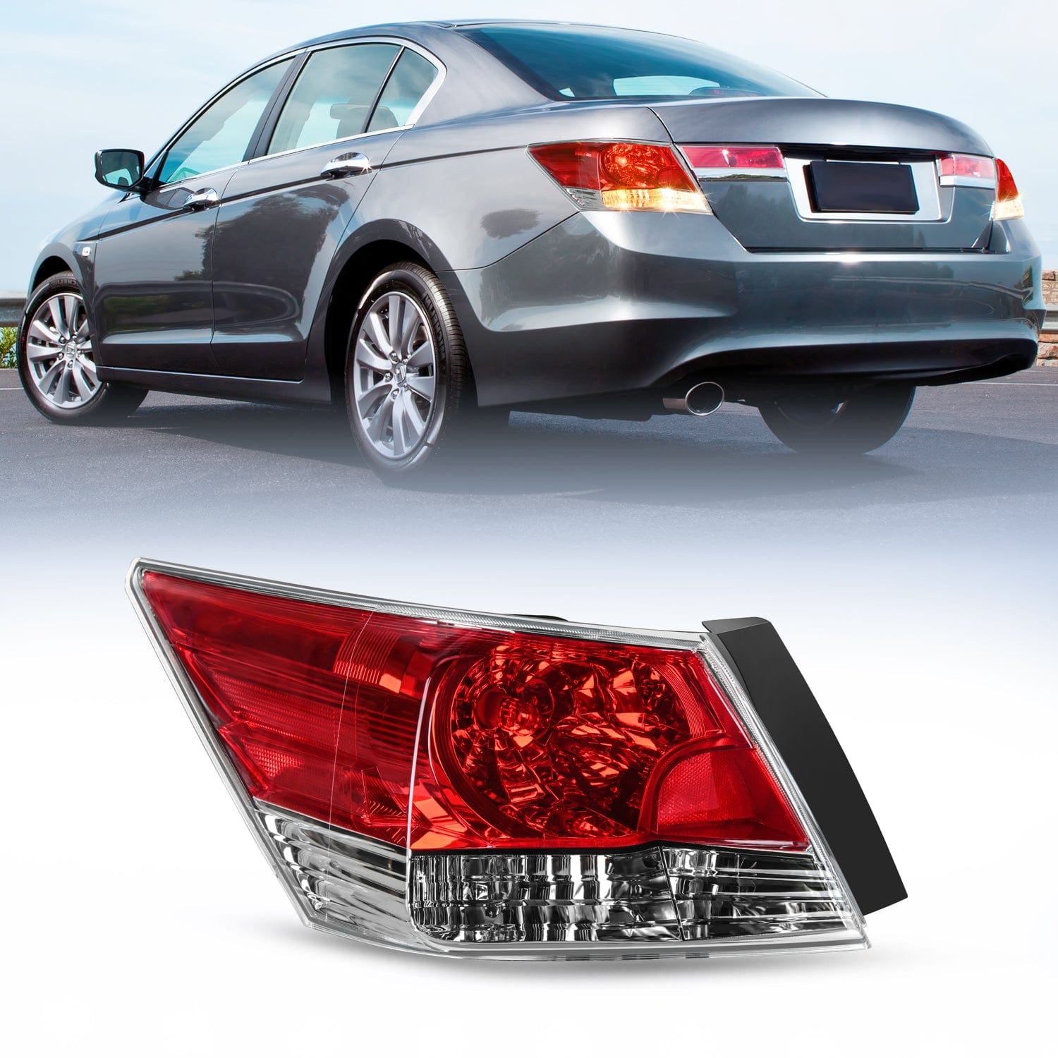 Taillight Assembly Compatible with 2008 2009 2010 2011 2012 Honda Accord Tail Lights Rear Lamp Replacement OE Style Driver Side w/Bulbs
