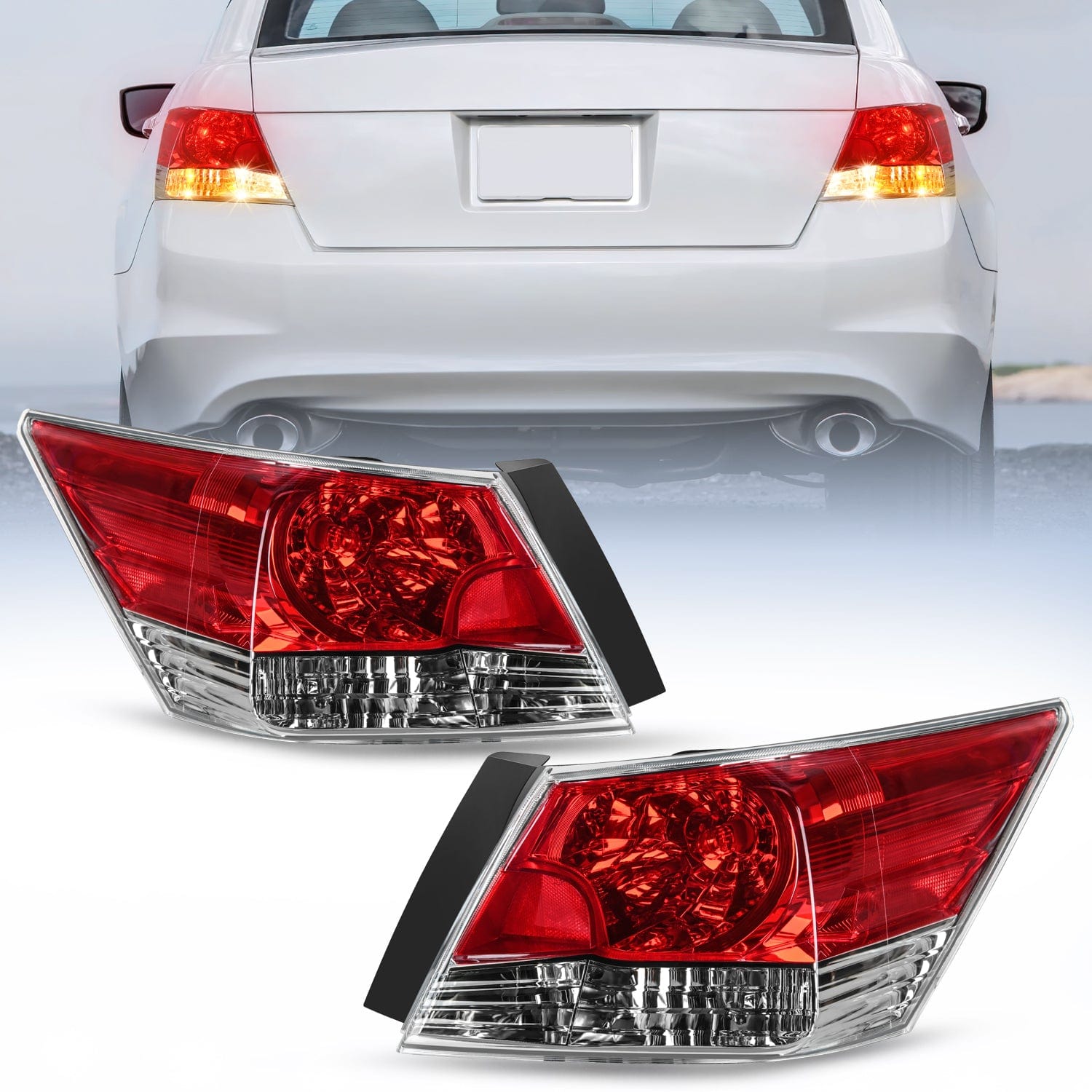 Taillight Assembly Compatible with 2008 2009 2010 2011 2012 Honda Accord Tail Lights Rear Lamp Replacement OE Style Driver and Passenger Side w/Bulbs