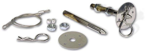 Moroso 39020 Steel Chrome Hood Pins - 1/2" Diameter - Pair - With Lanyards
