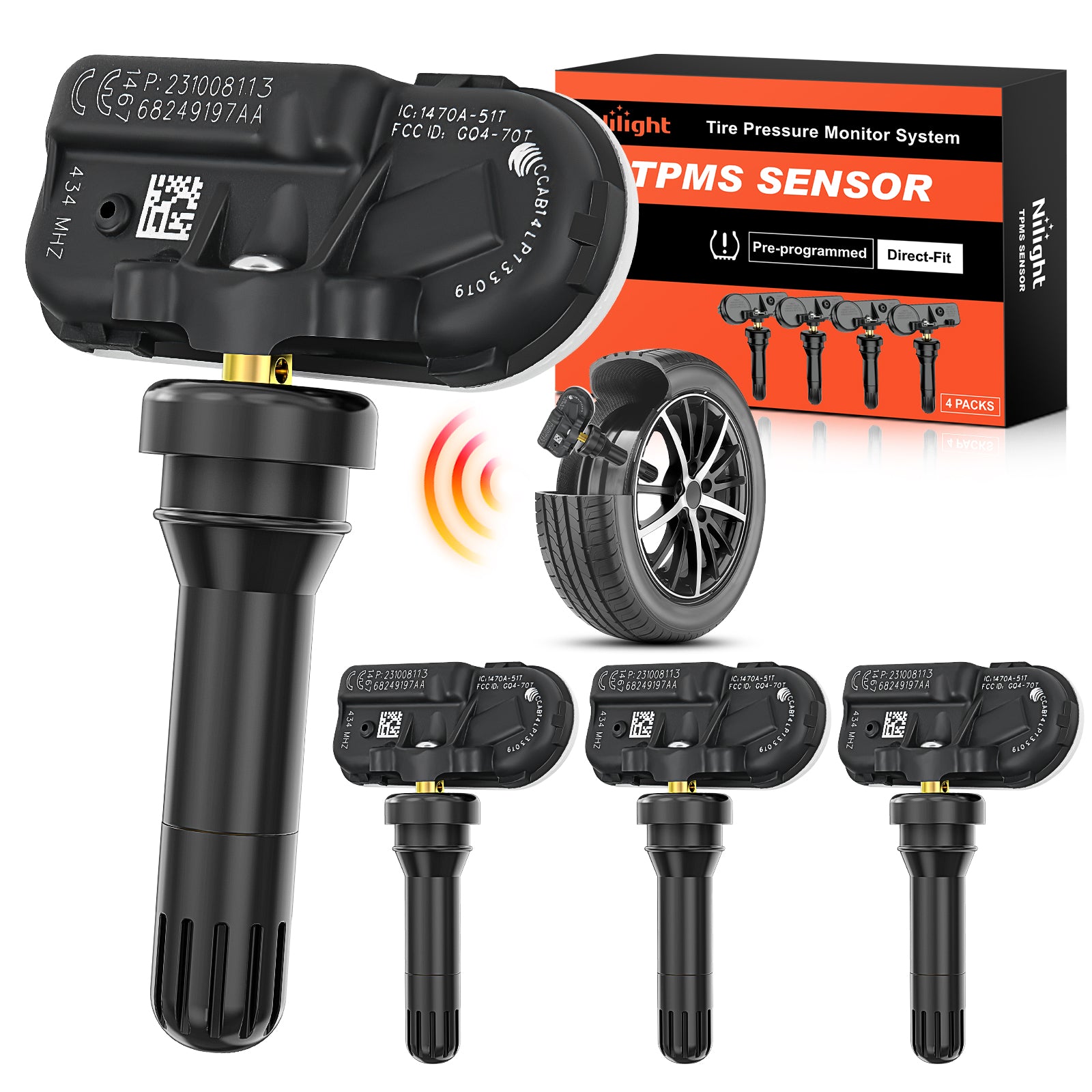 TPMS Sensor Compatible with 2014 2015 2016 2017 2018 2019 2020 2021 2022 RAM 2500 3500 4500 5500 Jeep Cherokee 2019-2022 Ram 1500 DS 434Mhz Tire Pressure Monitoring Sensors