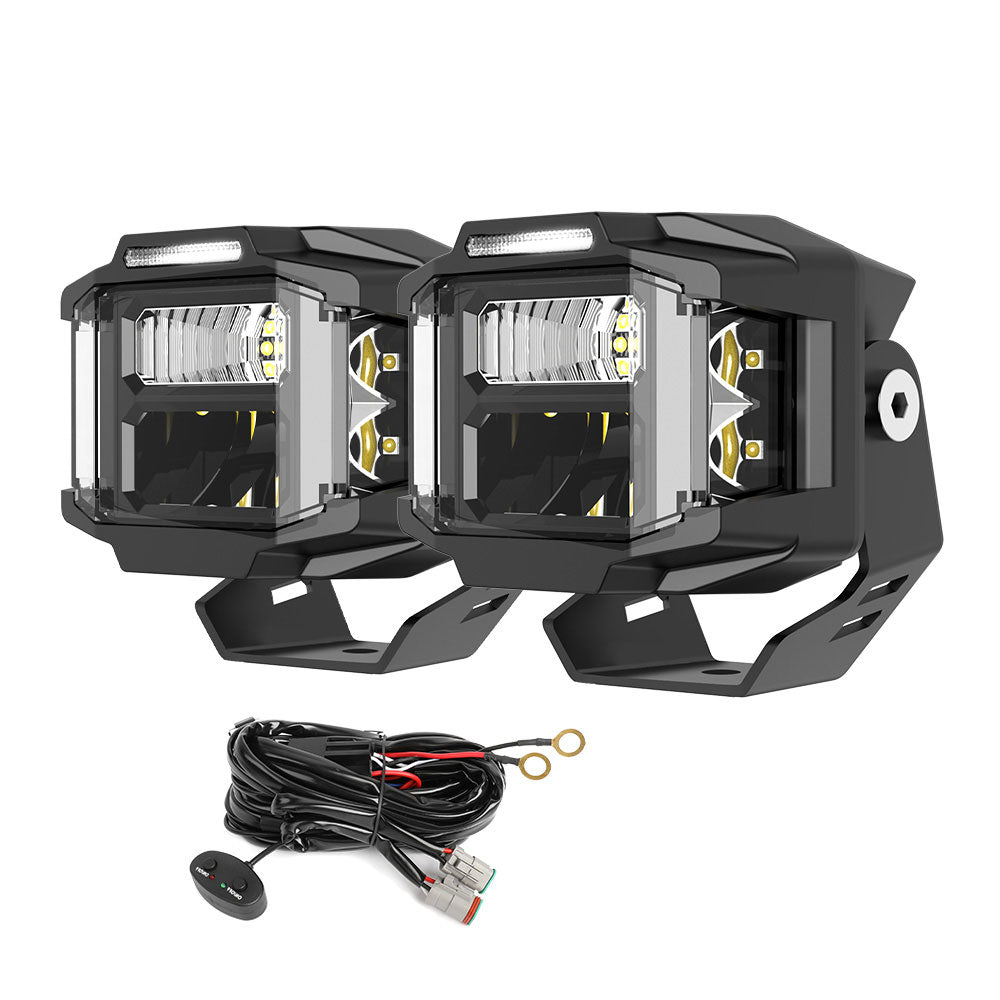 3inch V5 Series White Beam Side Shooter Led Light Pods With White DRL(Set/2pcs)