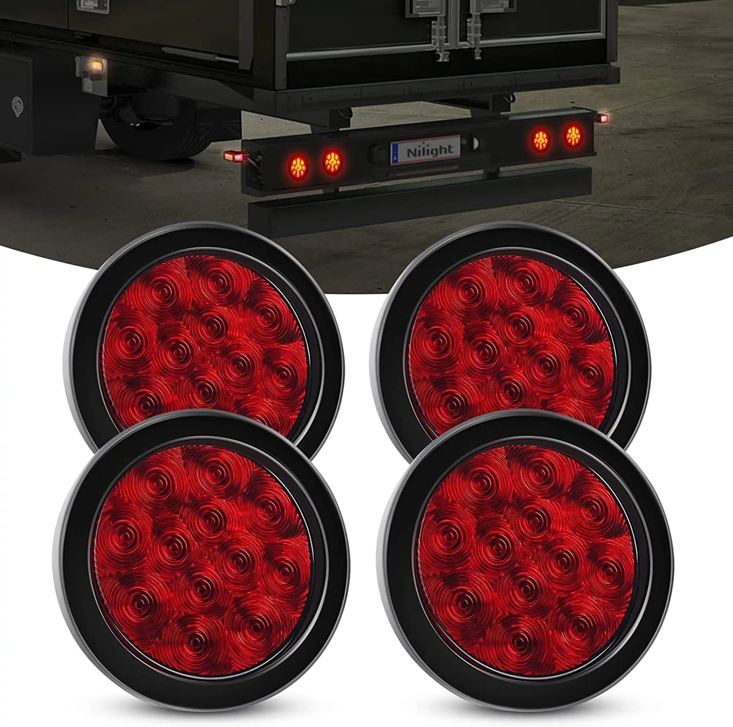 4 Inch Red Round 12Leds Tail Light (2 Pairs)