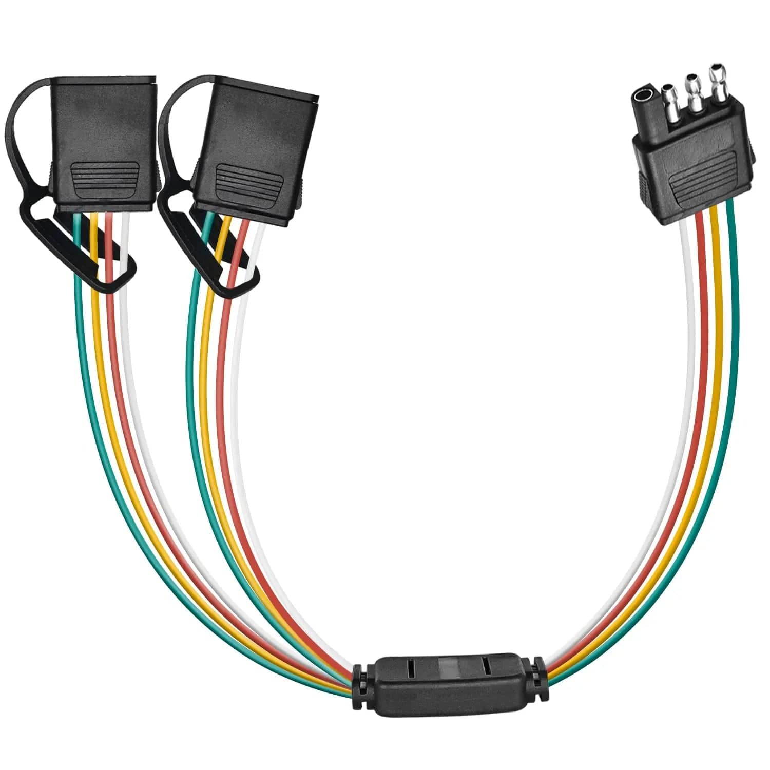 4 Way Flat Trailer Y-Splitter Adapter Extension Harness