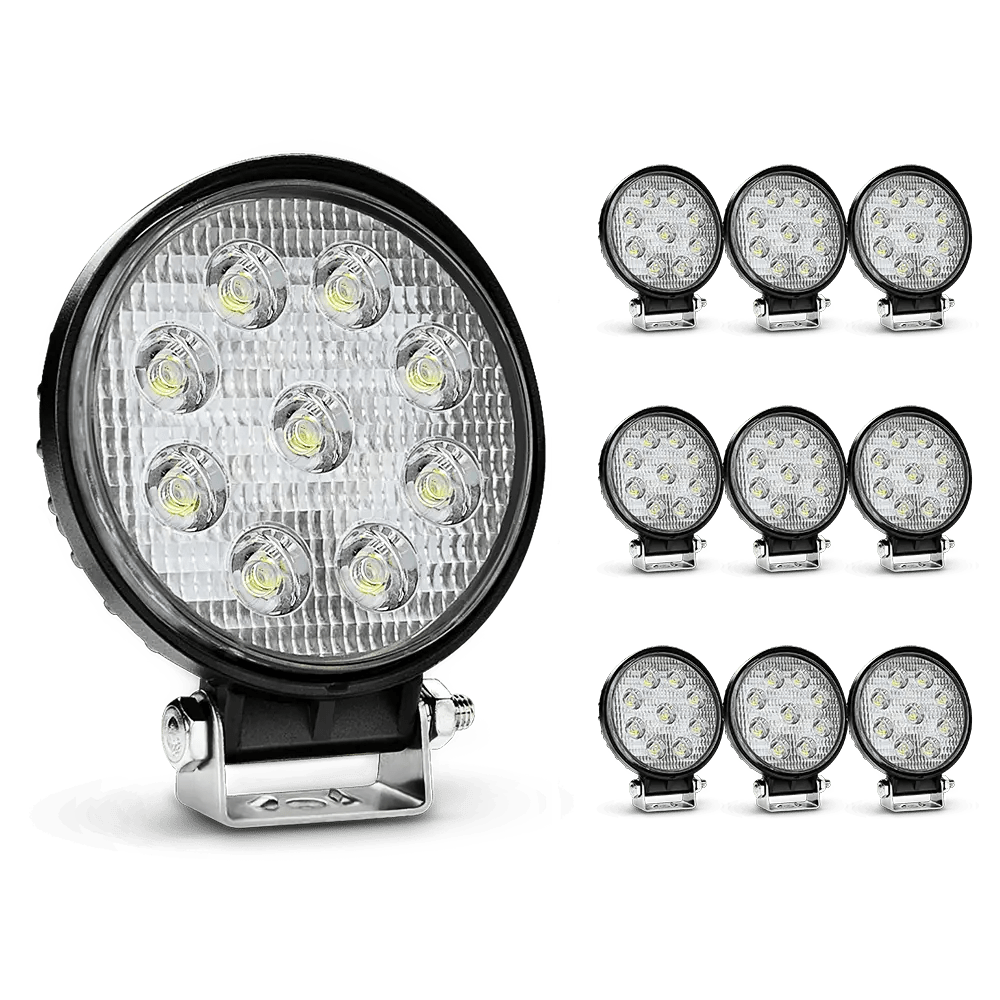 4.5 Inch 27W 3000LM Round Flood Led Work Lights (10 Packs)
