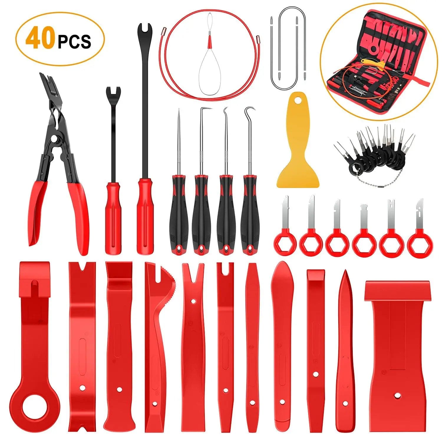 40 Pcs Auto Trim Removal Tool Set Red