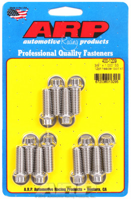 ARP 400-1209 Stainless Header Bolts SBC -3/8" 12 Point Wrench Head - 1.00" L