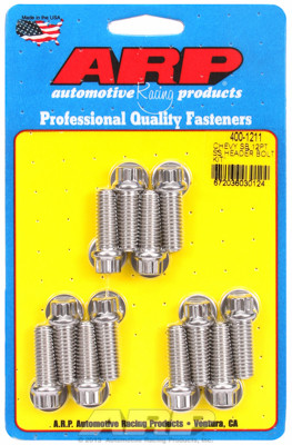 ARP 400-1211 Stainless Header Bolts 3/8" 12 Point Head Set of 12 - 1.00" UHL SBC