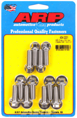 ARP 434-2001 Stainless Steel Intake Manifold Bolt Kit Small Block Chevy Hex Head