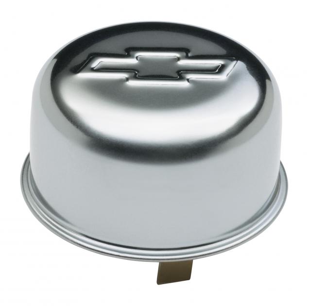 Proform Engine Oil Breather Cap, Push-On Style, 1.82 Hole, Embossed Bowtie Logo, Chrome 141-617